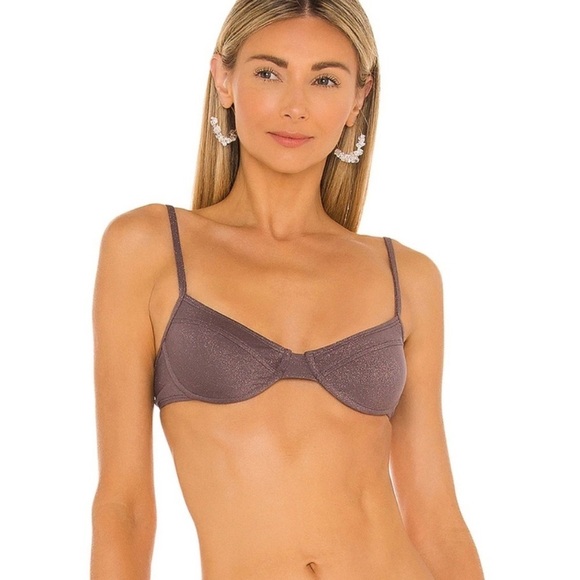 NWT NEW Lspace Missy Shimmery Purple Pebble Bikini Top Medium M - Picture 1 of 8
